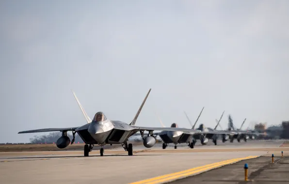 Истребитель, USAF, F-22 Raptor, Шасси, Elephant Walk, ПТБ