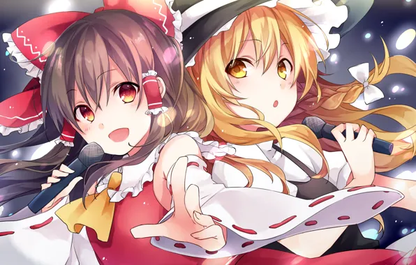 Touhou, kirisame marisa, hakurei reimu, kuroi liar-player