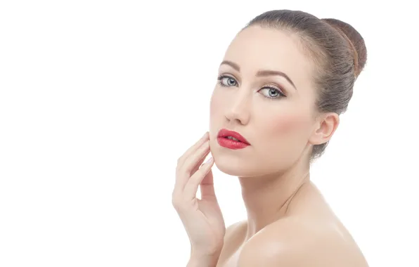 Взгляд, портрет, красота, белый фон, beauty, look, portrait, white background
