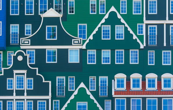 Картинка дом, здание, окна, Нидерланды, фасад, Netherlands, Zaandam, Зандам