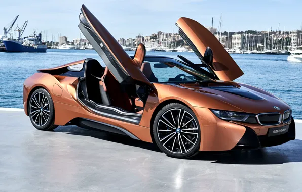Roadster, вид сбоку, гавань, 2018, BMW i8