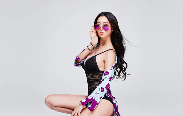 Girl, lingerie, Asian, brunette