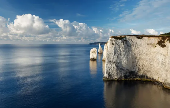 Небо, облака, океан, sky, ocean, clouds, rocks, island