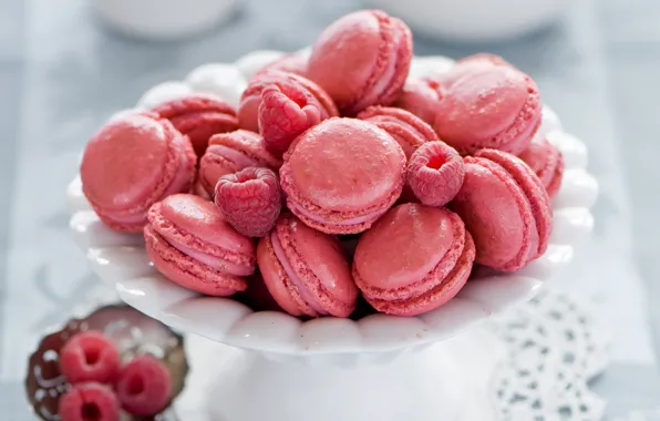 Картинка ягоды, малина, печенье, розовое, десерт, сладкое, Anna Verdina, macaron