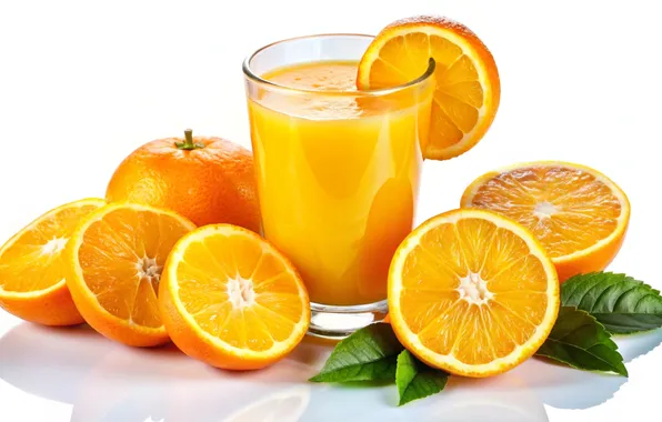 Juice, glass, fresh, orange, oranges