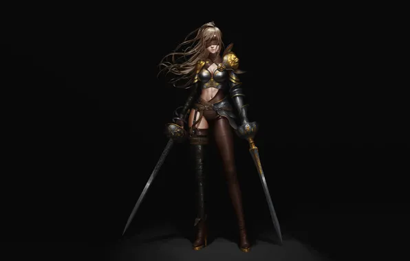 Girl, Fantasy, Art, Style, Background, Illustration, Minimalism, Armor