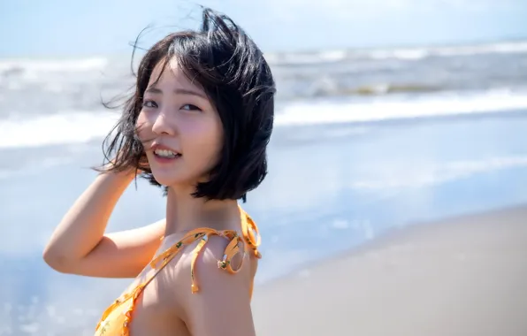 Asian, Model, Beach, Woman, Ocean, Pretty, Japanese, Outdoor
