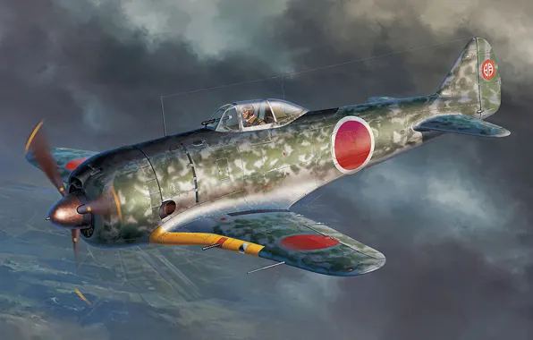 Картинка art, airplane, aviation, Nakajima, ww2, ki-44