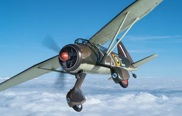 Картинка Облака, Самолет, Винт, RAF, Вторая Мировая Война, Шасси, Westland Lysander, Самолет взаимодействия с войсками