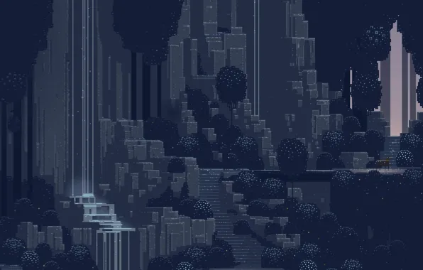Город, Игра, Арт, Пиксели, 8bit, 16bit, Sword & Sworcery, Superbrothers: Sword & Sworcery