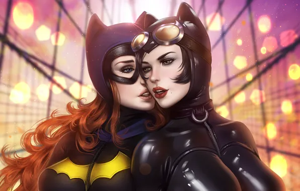 Картинка girls, art, catwoman, DC Comics, batgirl, suits