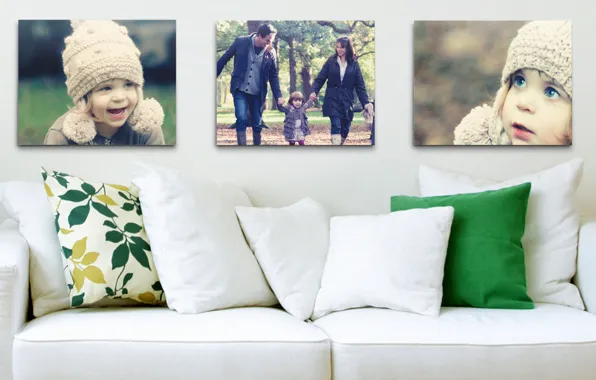 Картинка дети, фото, диван, подушки, семья