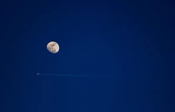 Moon, sky, airplane