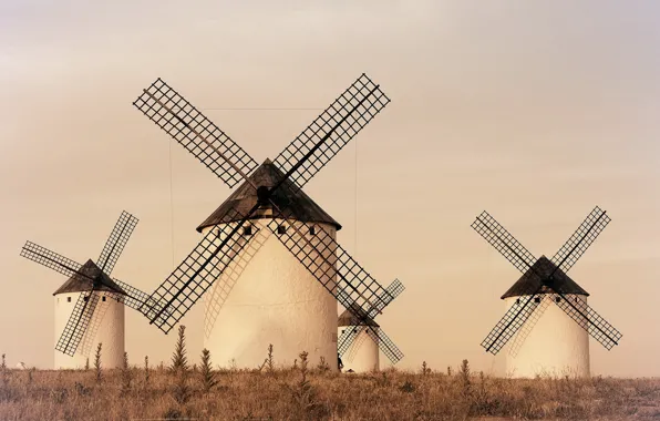 Картинка landscape, Spain, windmill