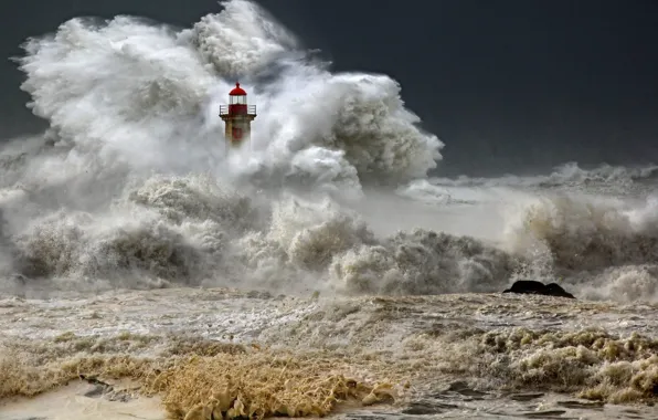 Картинка волны, шторм, океан, стихия, маяк, буря, photo, photographer