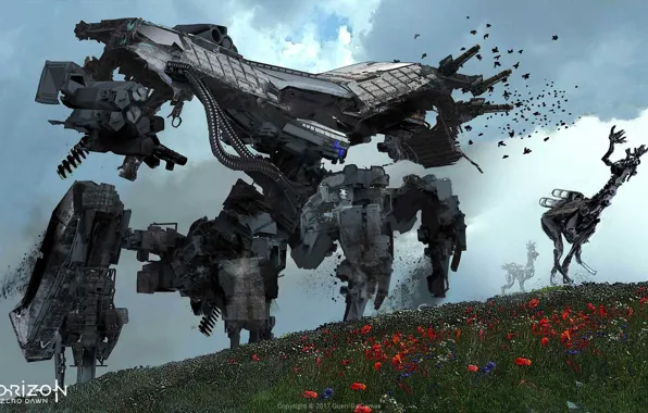 Цветы, холм, Horizon, Zero Dawn, Deathbringer