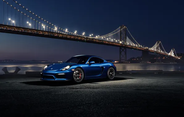 Картинка 911, Porsche, Car, Blue, Front, Bridge, Night, Sport
