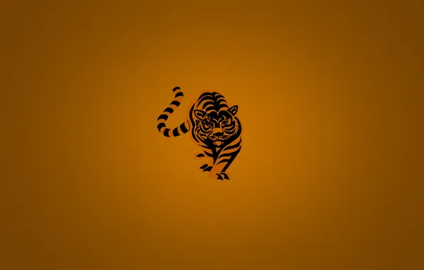 Оранжевый, тигр, минимализм, полосатый, minimalism, tiger, orange