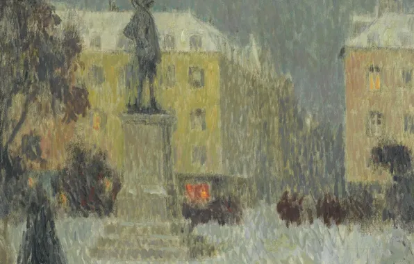 Картина, городской пейзаж, Henri Le Sedaner, Анри Ле Сиданэ, Hoche Square. Versailles