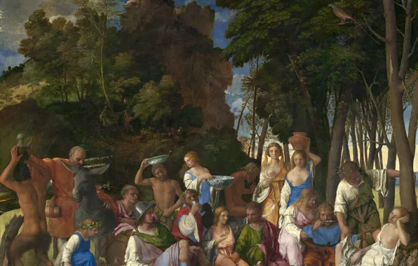 Картинка аллегория, 1514-1529, ТИЦИАН, Пир богов, мифологический сюжет, совместно с Джованни Беллини