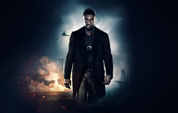 Триллер, боевик, постер, полицейский, Chadwick Boseman, Чедвик Боузман, 21 мост, 21 Bridges