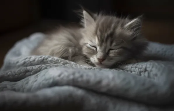 Кошка, взгляд, поза, котенок, мордашка, ИИ-арт, нейросеть