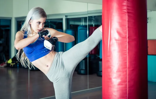 Girl, martial arts, training, kick