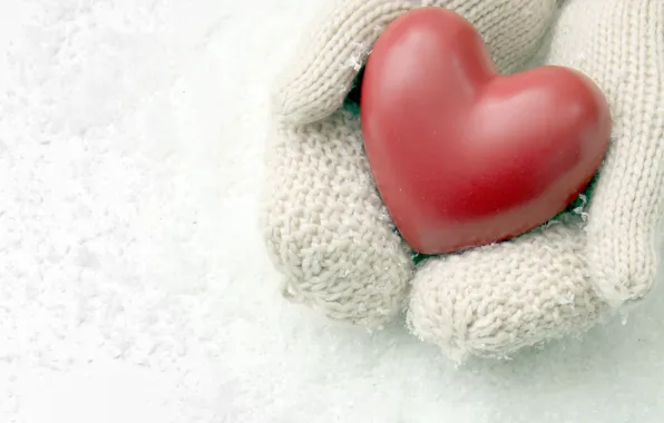 Картинка снег, любовь, сердце, руки