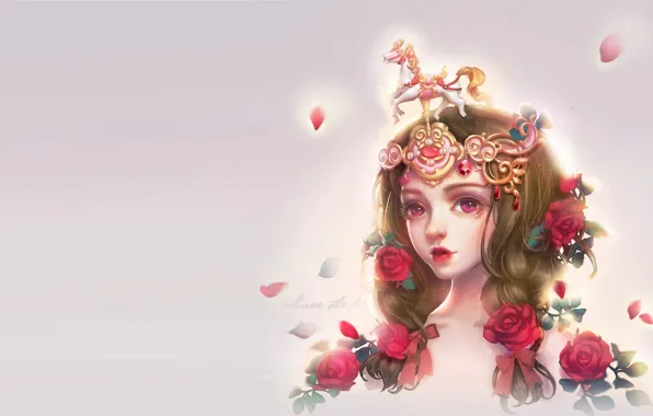 Картинка девушка, цветы, роза, аниме, арт, Collection, milkyu dong