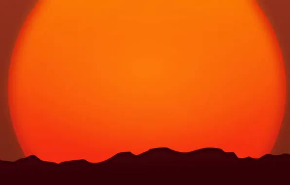 Картинка солнце, закат, горы, горизонт