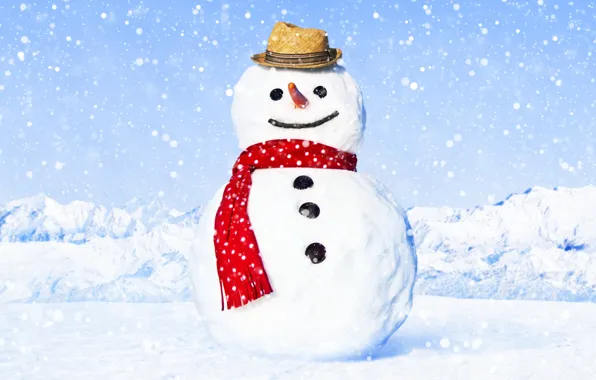 Картинка зима, снег, снеговик, happy, winter, snow, snowman