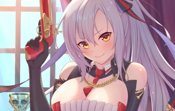Girl, sexy, cleavage, blouse, long hair, boobs, anime, beautiful