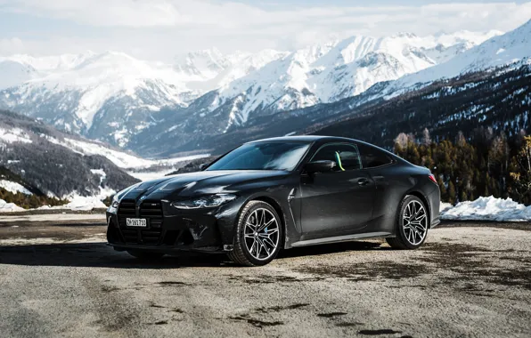 Снег, горы, BMW, спортивное купе, M4 Coupé, 2021, M4 Coupe