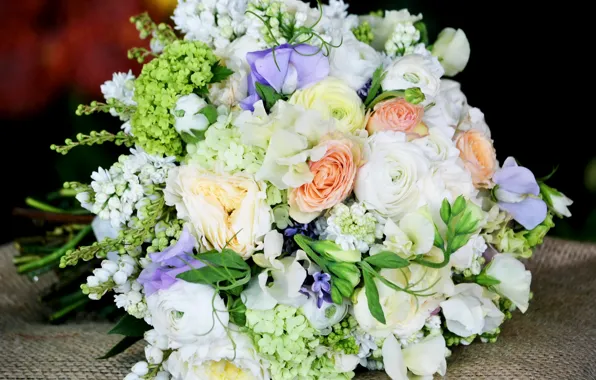 Букет, нежные, Розы, Roses, Лютик, Гортензия, Эустома, Bouquets