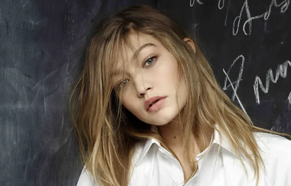 Взгляд, девушка, модель, рубашка, Gigi Hadid