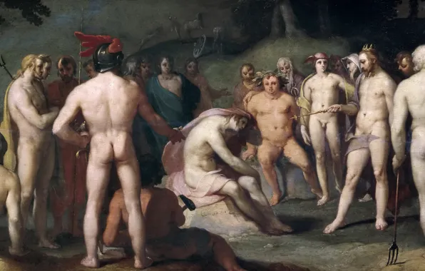 Картинка картина, мифология, Осуждение Аполлона Юпитером и Другими Богами, Корнелис Корнелиссен