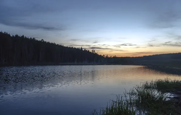 Картинка закат, озеро, вечер