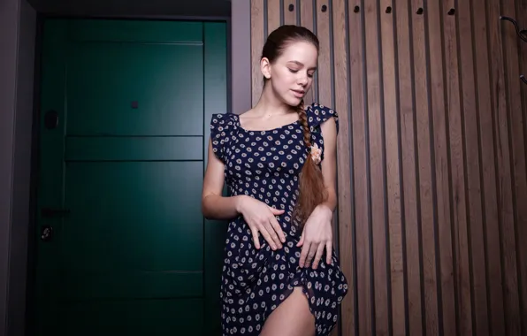 Girl, dress, model, braid