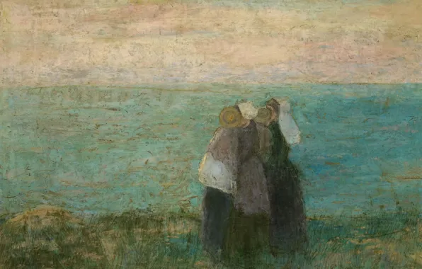Рисунок, масло, картина, картон, Ян Тороп, Женщины у Моря