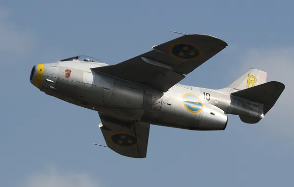 Картинка истребитель, полёт, реактивный, Tunnan, «летающая бочка», Saab 29