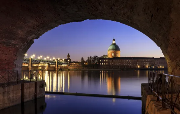 Город, night, Toulouse