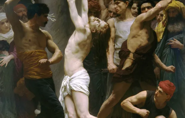 Люди, Картина, Иисус Христос, Плеть, William-Adolphe Bouguereau, Французский академический художник, Уильям-Адольф Бугро, Бичевание Христа