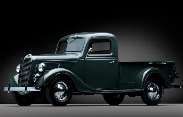 Картинка ретро, Ford, Форд, полумрак, пикап, передок, 1937, Pickup