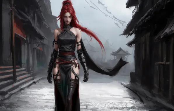 Girl, fantasy, red hair, art, painting, fantasy art, fantasy girl, Stable Diffusion