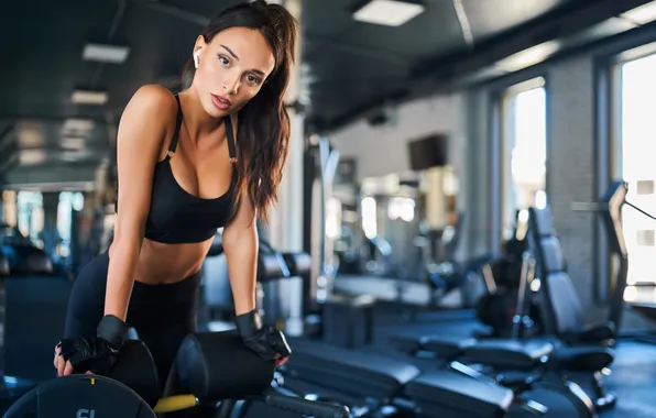 Model, brunette, look, fitness, gym