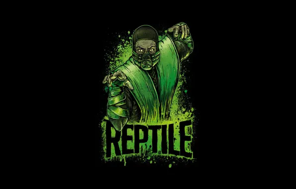 Зеленый, боец, ниндзя, art, Mortal Kombat, Reptile