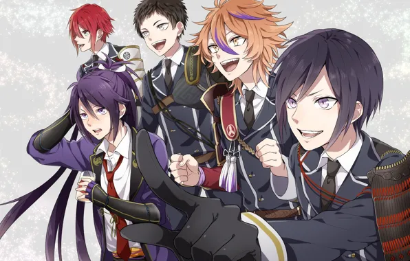 Аниме, арт, парни, Touken ranbu, Танец Мечей