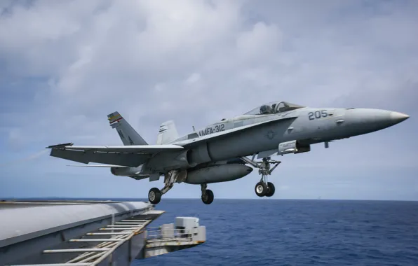 Взлет, Super Hornet, палубный истребитель, FA-18F