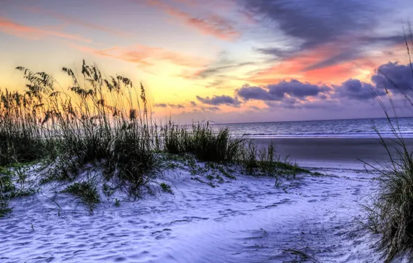Картинка пляж, закат, побережье, Южная Каролина, Атлантический океан, South Carolina, Atlantic Ocean, Hilton Head Island