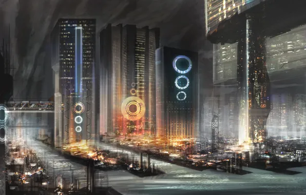 Картинка city, future, light, skyscrapers